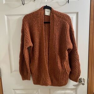 Abercrombie & Fitch Rust Open-Front Cardigan with Side Pockets